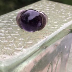Vintage tested sterling silver ring with purple cabochon